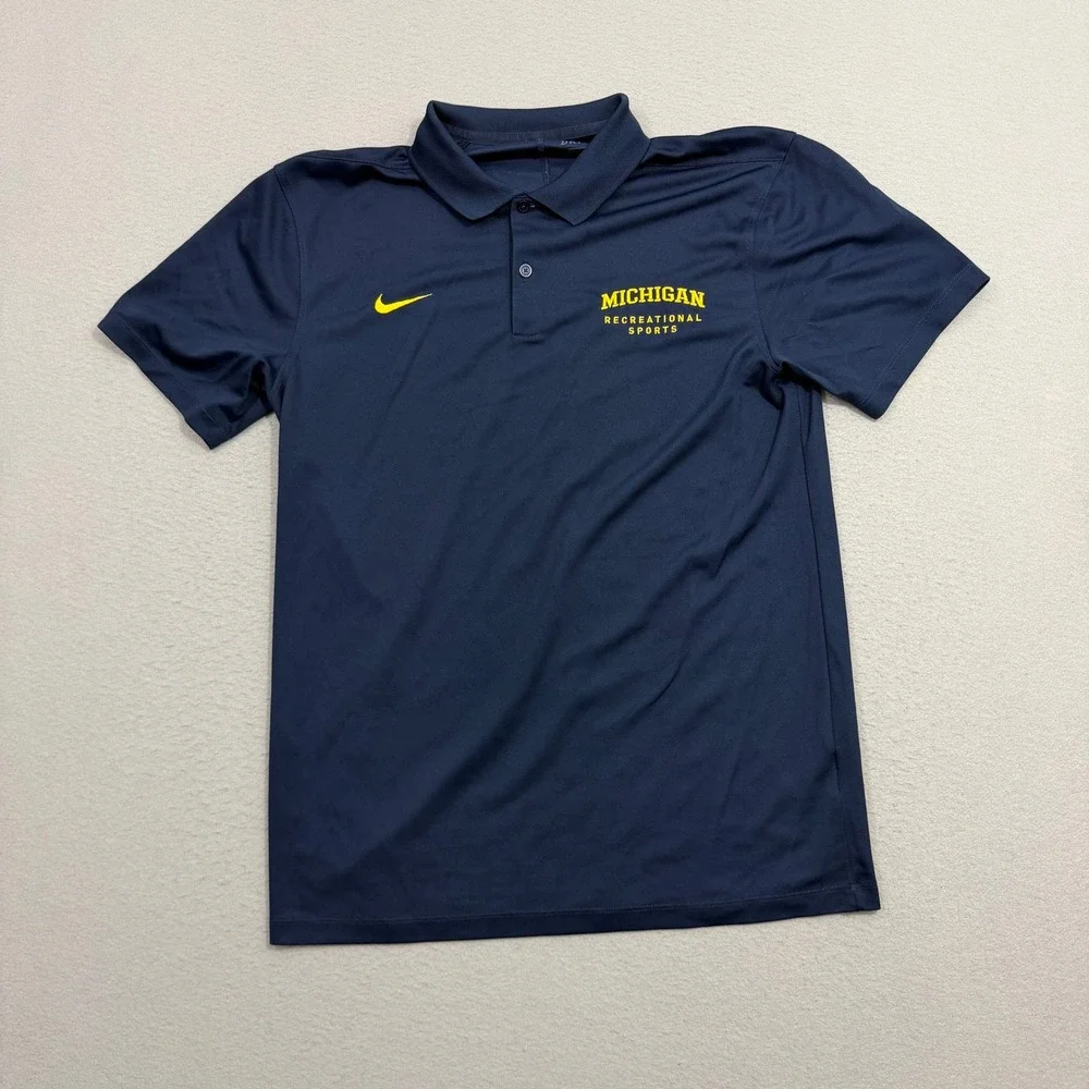 Nike Polo Men's Small Blue Michigan Recreational Sports Dri-Fit UofM ZZ3742-419